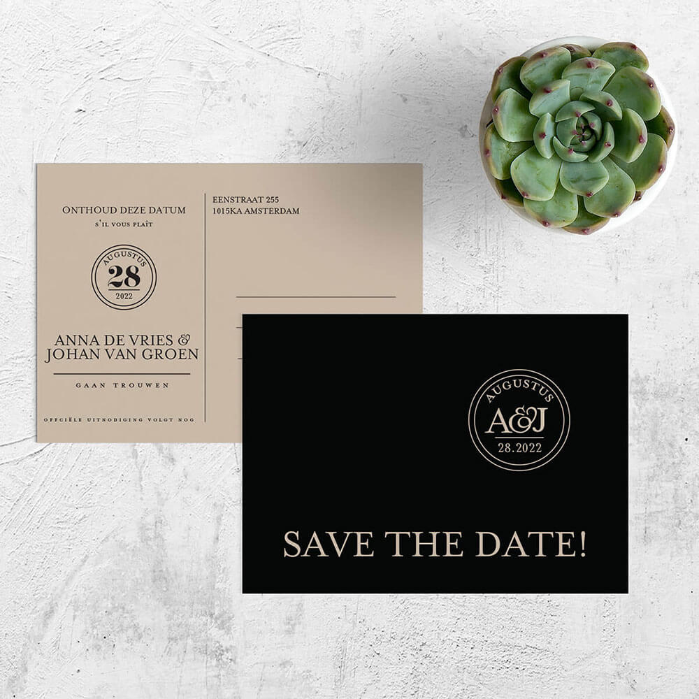 Trouwkaart Sjiek nu als luxe save the date kaart