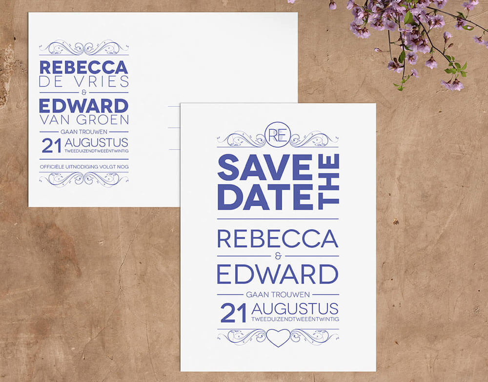 Save the date tekst | Klassiek typografisch ontwerp