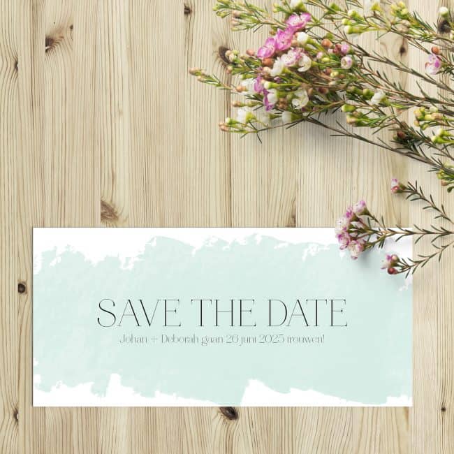 Save the date kaart Waterverf heeft een witte achtergrond die met waterverf 